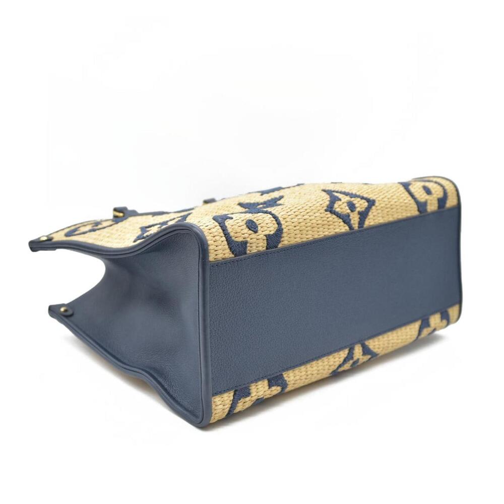 Louis Vuitton Raffia Calfskin Monogram Giant Onthego MM Blue - Picture 11 of 15
